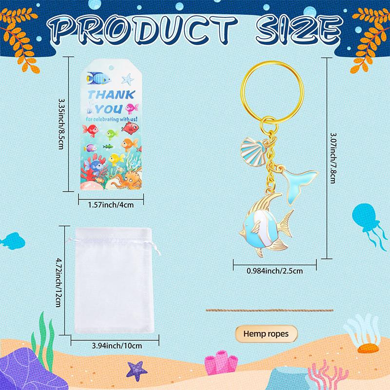 

10 Sets Birthday Party Favors Including 10Pcs Ocean Themed Keychains Thank You Tags And Gift Bags For Birthday Party Supplies