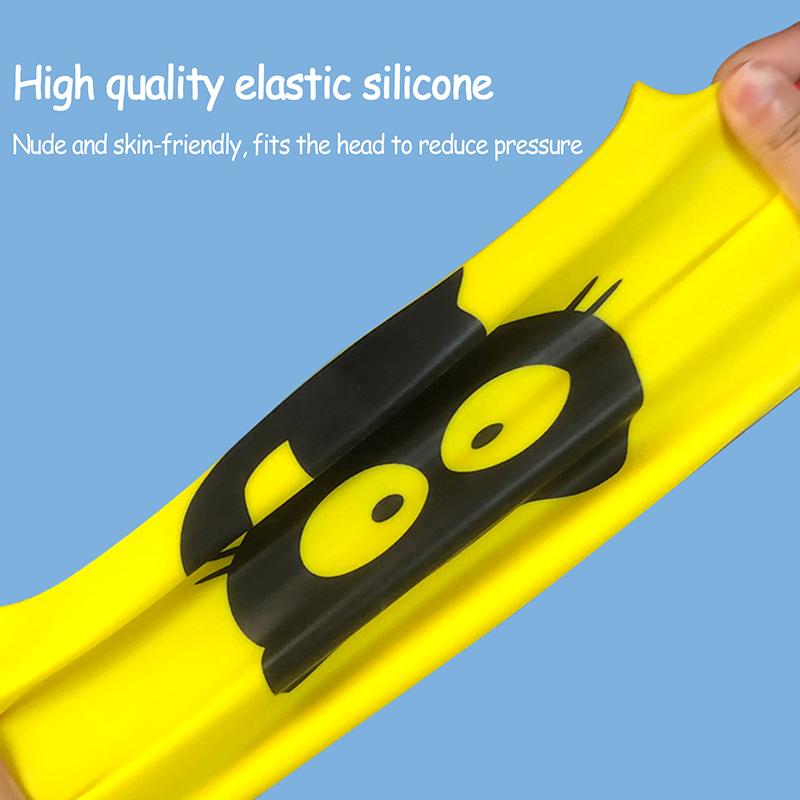 Cute Cat Swimming Cap For Long Hair Ears Protect Children Kids Waterproof Elastic Silicone Swim Pool Cap Bathing Caps Diving Hat