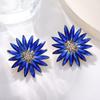 Fashion Daisy Sunflower Stud Earrings With Rhinestones Colorful Gemstone Floral Earrings Elegant Jewelry For Women