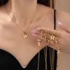 Stainless Steel English Alphabet Pendant Necklace - Women's Fashionable Simple Clavicle Chain