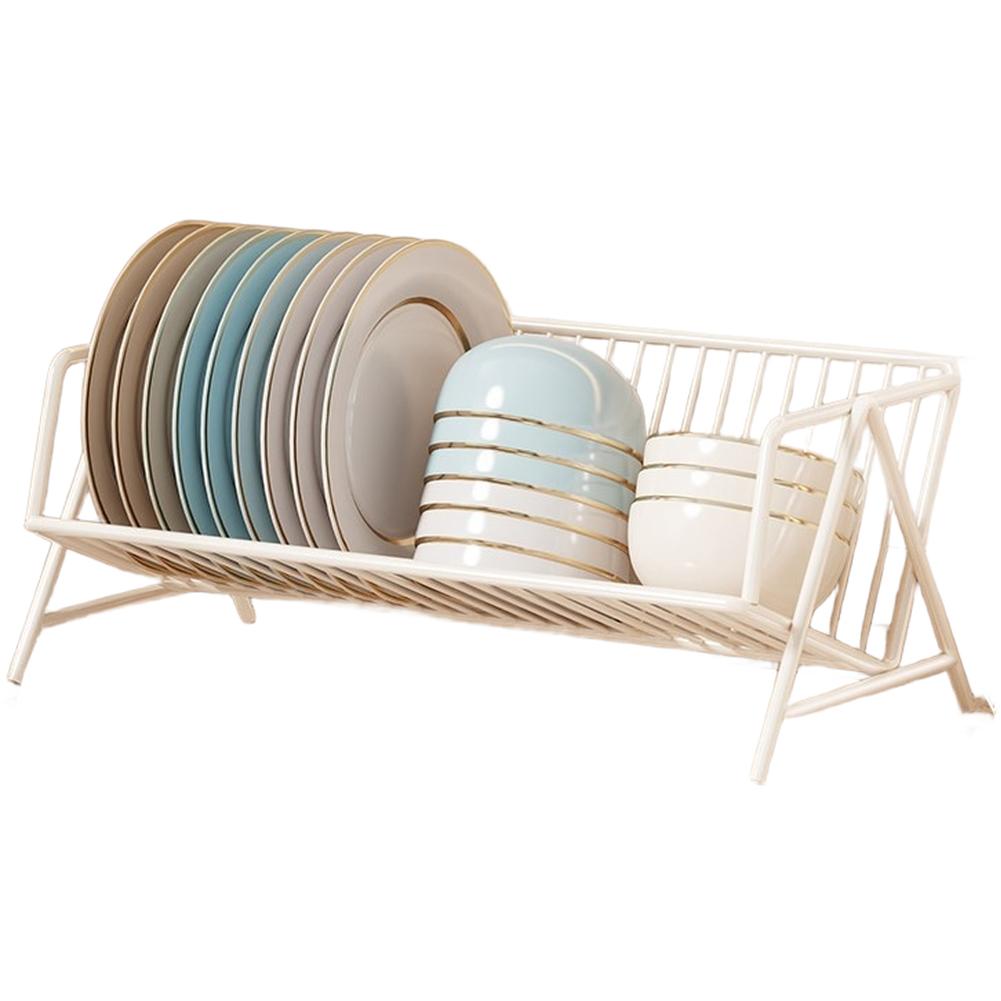 

1 шт. Сушилка для посуды Тарелки и миски для организованной кухни 38*23*18 см Большая вместимость Кухонная сушилка для посуды Настольная подставка для столовых приборов белый