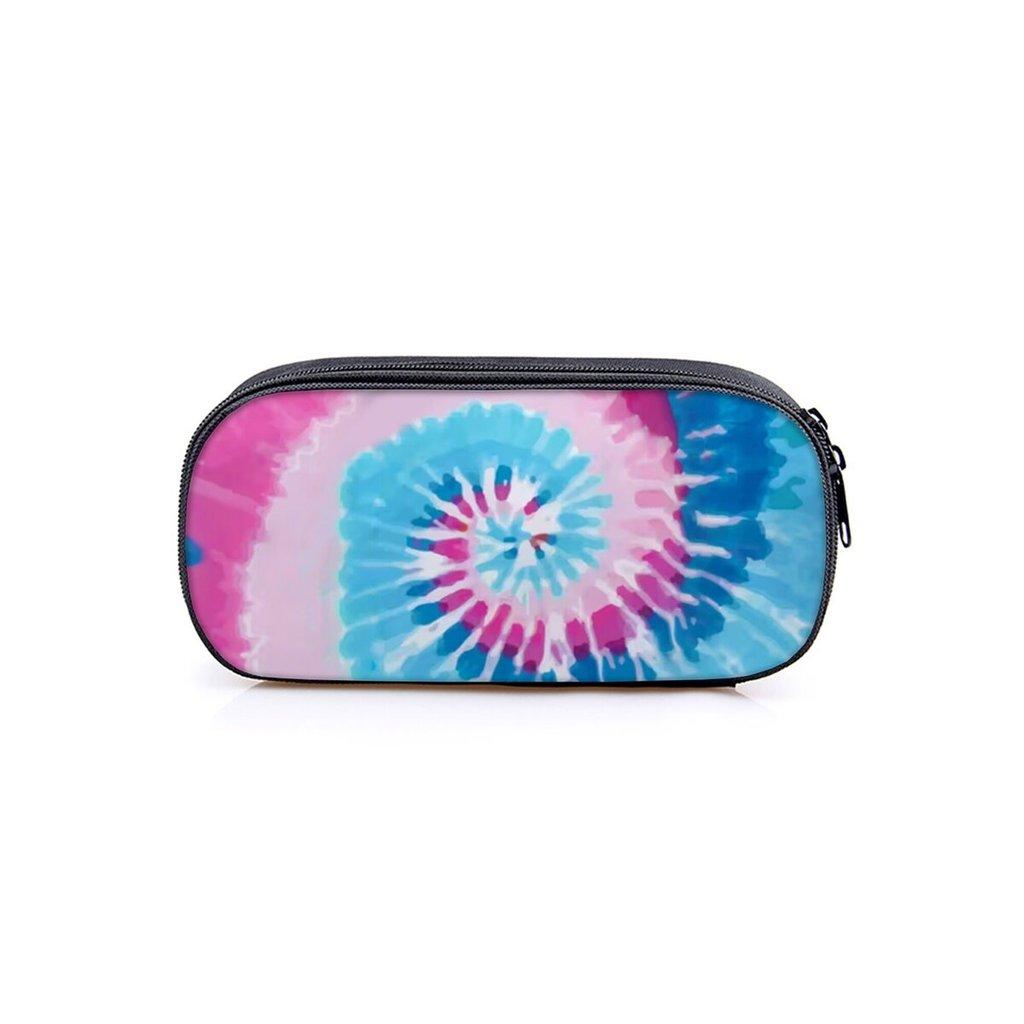 Tie-dye Pattern Layered Pencil Case for Boy and Girls Best Gifts 2D Cartoon School Pencil Pouch for Children Pencil Bag