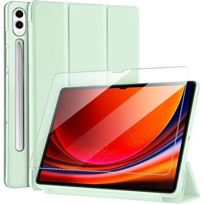 Hülle + Gehärtetes Glas - E.F.Connection - für Samsung Galaxy Tab S10+/S9 Plus - Kratzfest - Grün