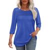 Autumn Round Neck Seven Quarter Sleeve Pleated Top Women's T-shirts