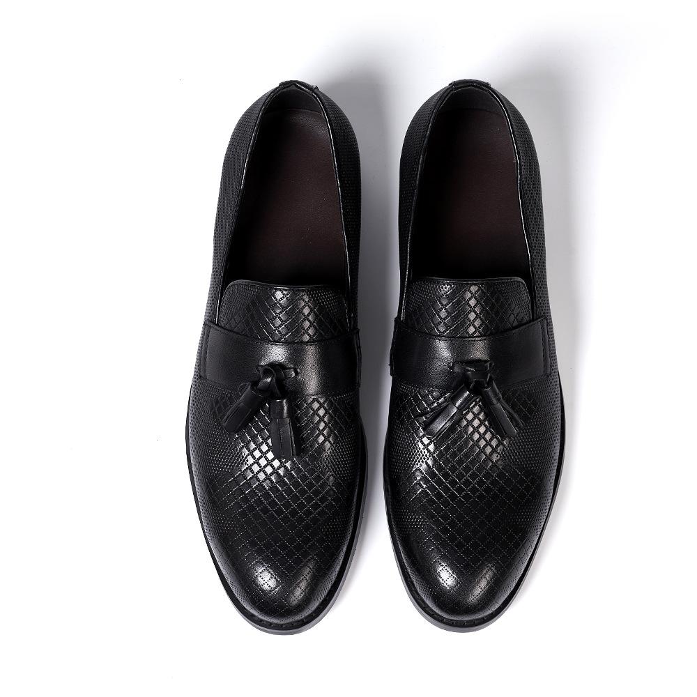 Fashion Tassel Loafers Men'S Business Casual Leather Shoes Men'S One-Pedal Genuine Leather Embossed Versatile Men'S Shoe Factory