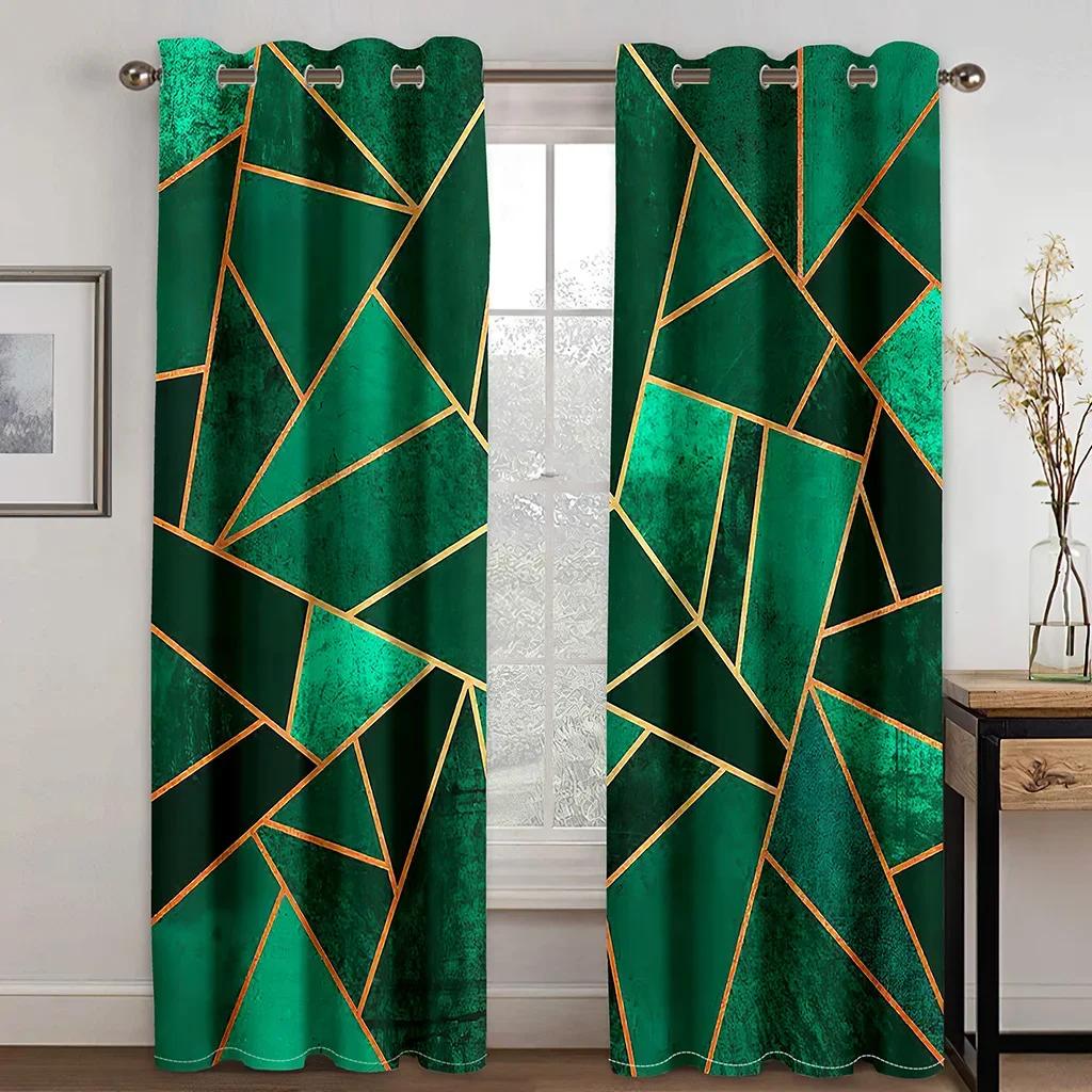 3D Customize Size Cheap Black Abstract Geometric Thin Windows Curtains for Living Room Bedroom Kitchen Office Decor 2Pieces