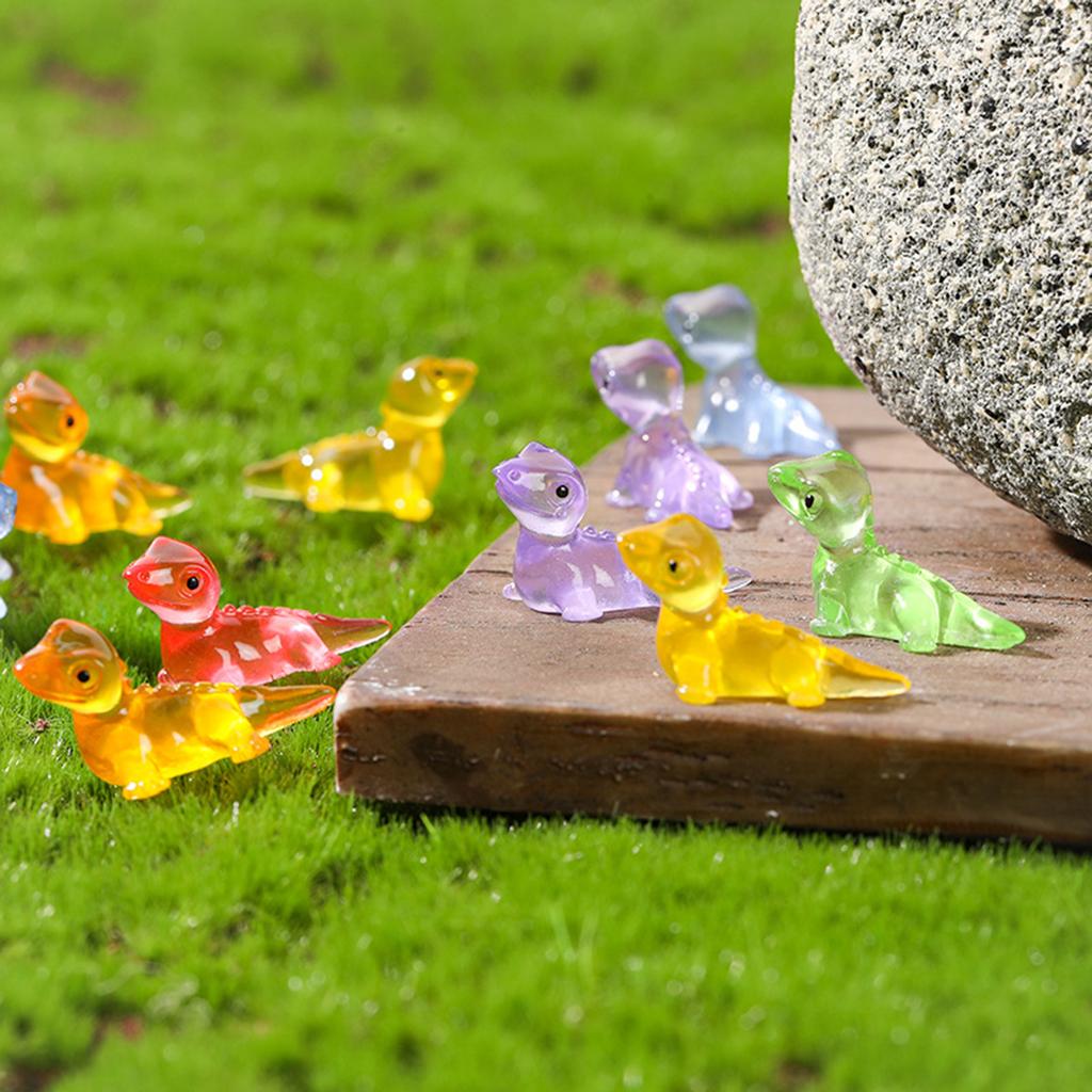 10Pcs Glowing in Dark Small Lizards Resins Miniatures Animal Figures Garden Landscape Potted Plant Decorations Ornaments