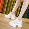 With wide-leg pants, thick-soled inner height increase, small cowhide white shoes, mesh casual sports shoes, women's shoes