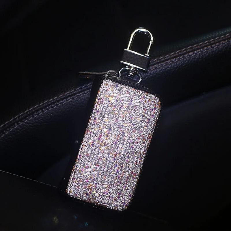 Luxus Strass Auto Schlüsselhalter Aufbewahrungskoffer Kristall Diamant Schlüsselanhänger Schlüsselabdeckung Funkschlüssel Tasche Brieftasche Autozubehör