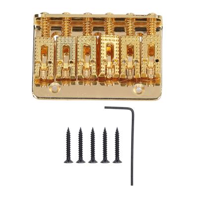 E-Gitarrenbrücke 6 Saiten 65mm Glänzend Metall Gitarre Hardtail Feste Brücke Ersatz Gold