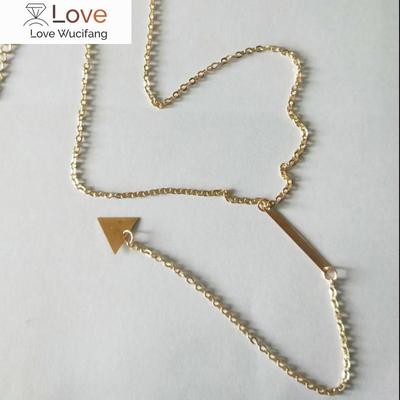 Foreign Trade Popular Personality Simple Metal Triangle Word Tassel Necklace Women Jewelry Accessories  Chain Chokers