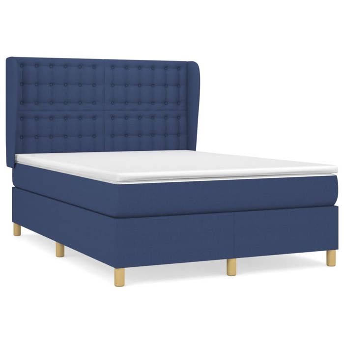Maison Exclusive - Sommier à lattes de lit avec matelas Bleu 140x200 cm Tissu