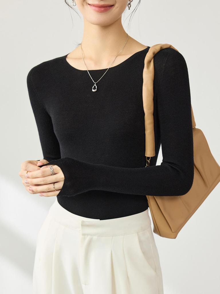 Yangzi Ultra-Fine 18-Gauge Wool One-Shoulder Sweater – Early Autumn Versatile Top