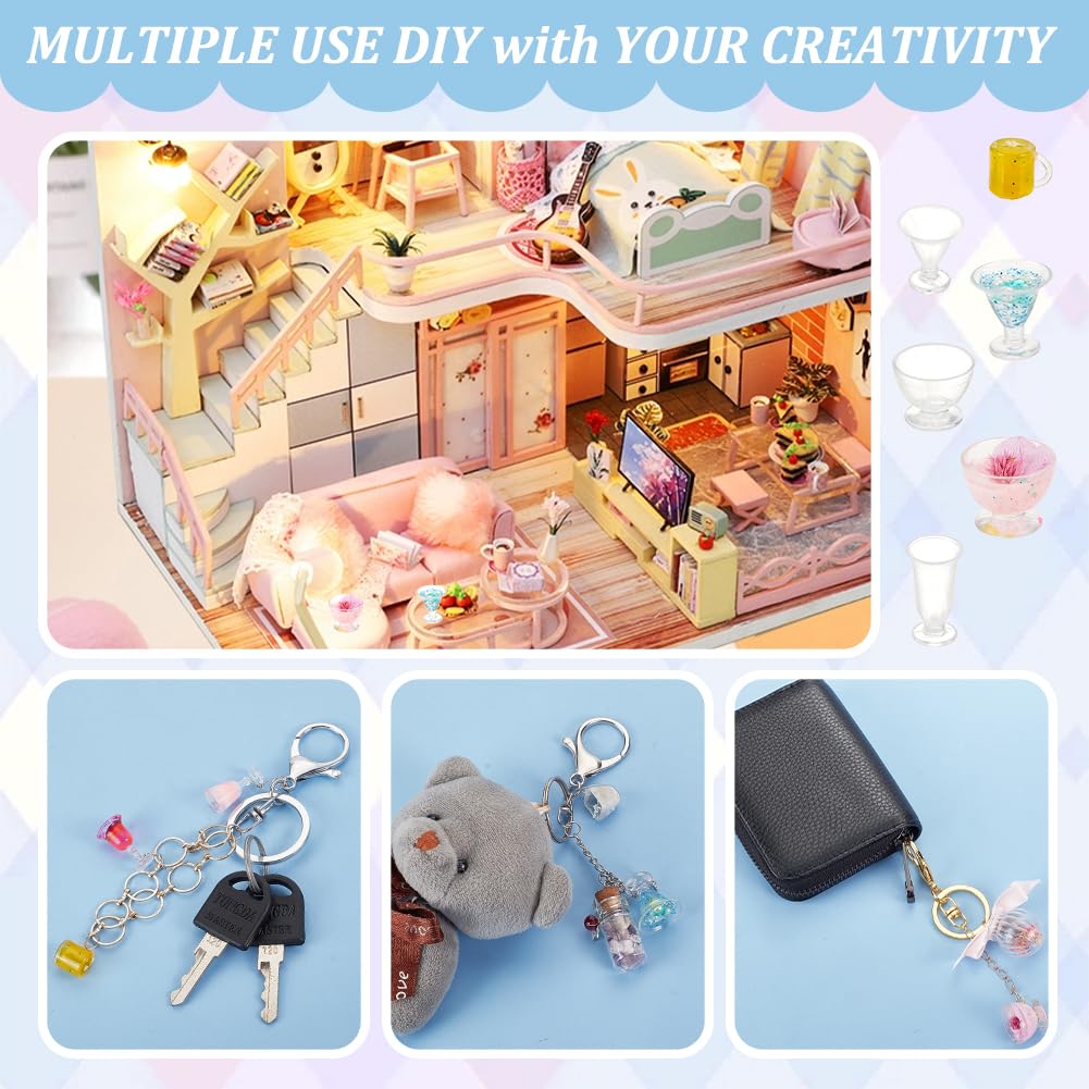 OLYCRAFT Mini-Tasse Mini-Plastikbecher Mini-Dessert Mini-Trinkglas Küchen-Dekoration Miniatur-Puppenhaus Zubehör 68-teilig