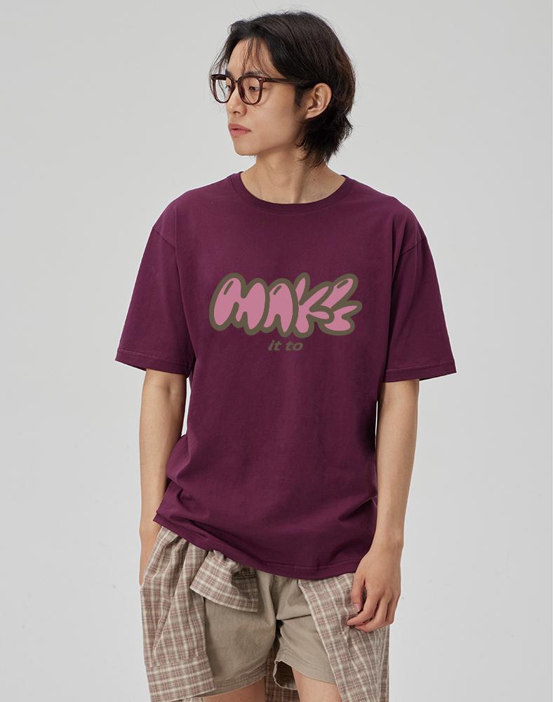 Make It Two [Make] Crew Neck Tee_Wine L
