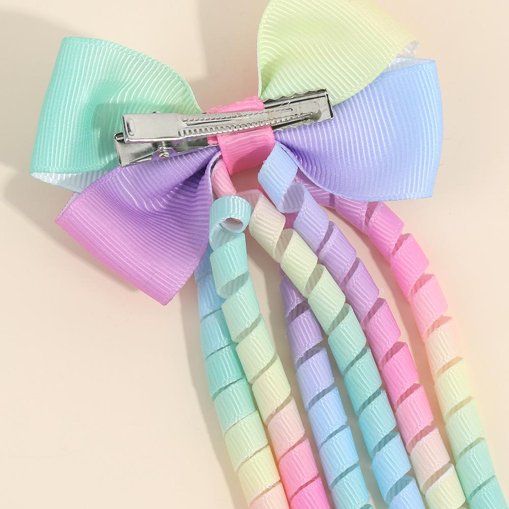 Cute Bow Hair Clips for Kids Baby Girls Sweet Colorful Grosgrain Ribbon Curly Hairpins Headdress Hair Accessories 2PCS