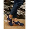 Women's Summer Breathable Hollow Velcro-Strap Wedge Peep-Toe Stitched Closed-Toe Sandals, Casual Comfort Footwear.