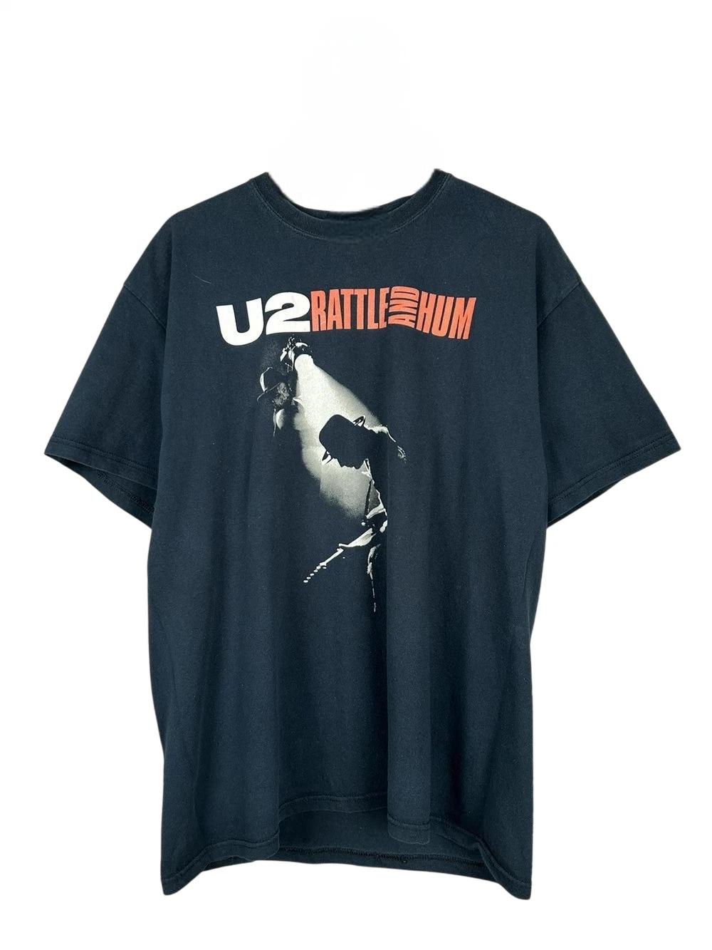 

U2 Rattle and Hum Rock Band Rare Design Black Short Sleeve Unisex Tshirt 2XL