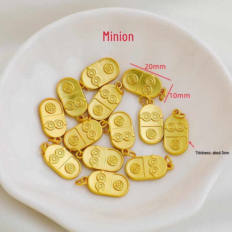 Gold-Plated Zodiac Rabbit Fu Pendant: Lucky Charm Beaded DIY Accessory