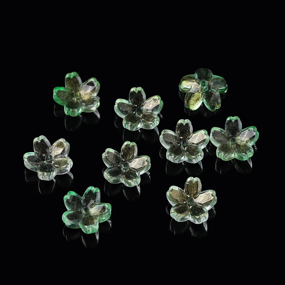 20 Stück/Los Bunte Sakura-Blüten-Lampwork-Perlenkappen Glas-Abstandshalterperlen für Schmuckherstellung DIY Haarnadelzubehör