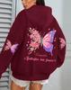 Butterfly Love Floral Print Women's Fleece Hoodie - Loose Fit with Pockets