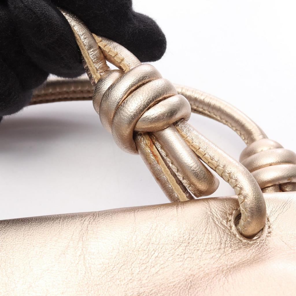 Used LOEWE Anagram Handbag Leather Gold Used Women