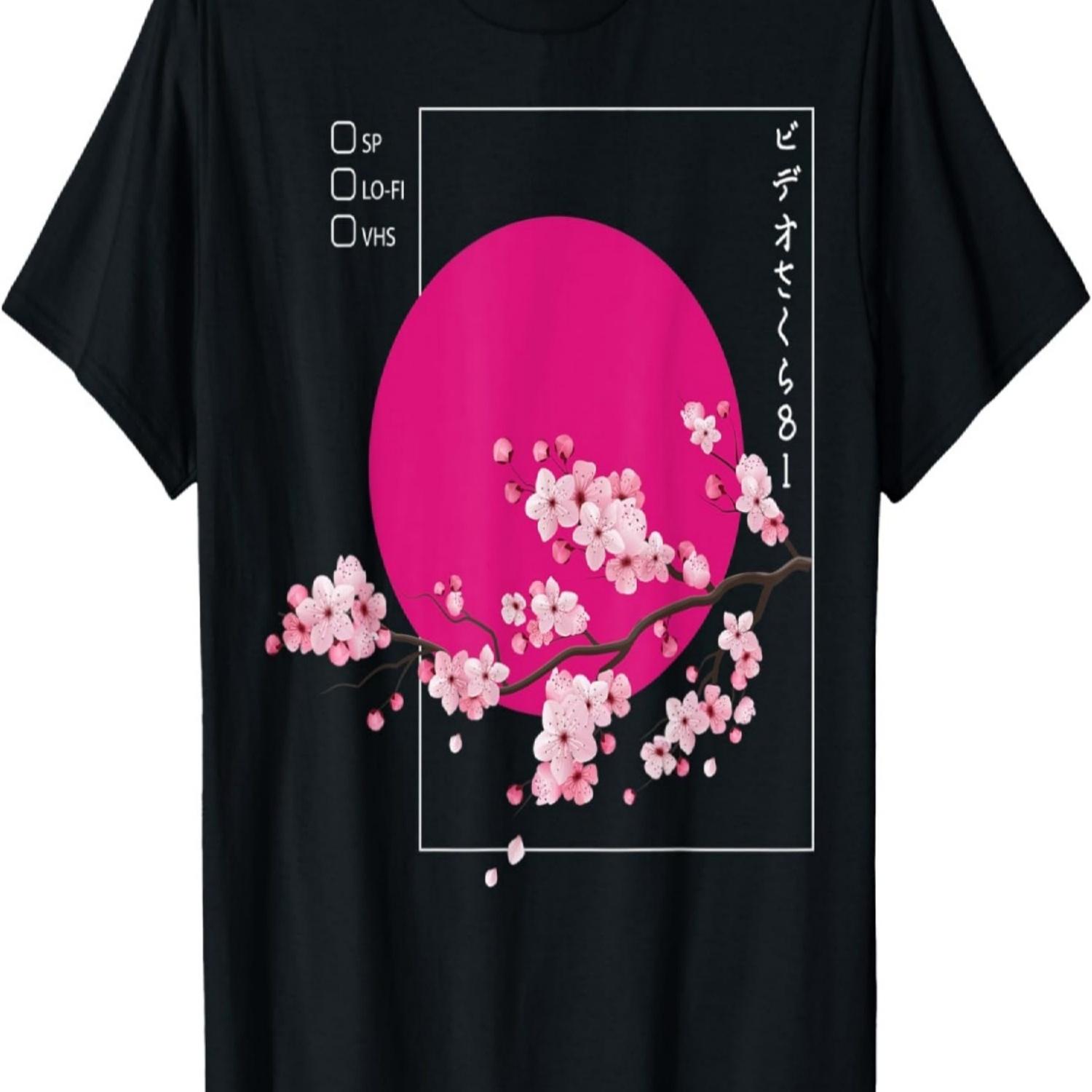 Футболка с изображением цветущей сакуры, вишни, Япония, весна(1) S чёрный