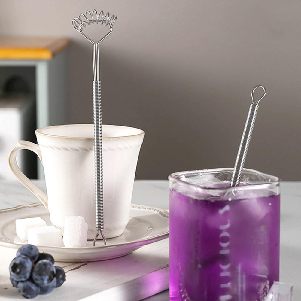 2 szt. Mieszadło sprężynowe ze stali nierdzewnej, ręczny mikser do koktajli, sitko do lodu, patyk do syropu, kuchenne narzędzie do pieczenia, mikser do sosów