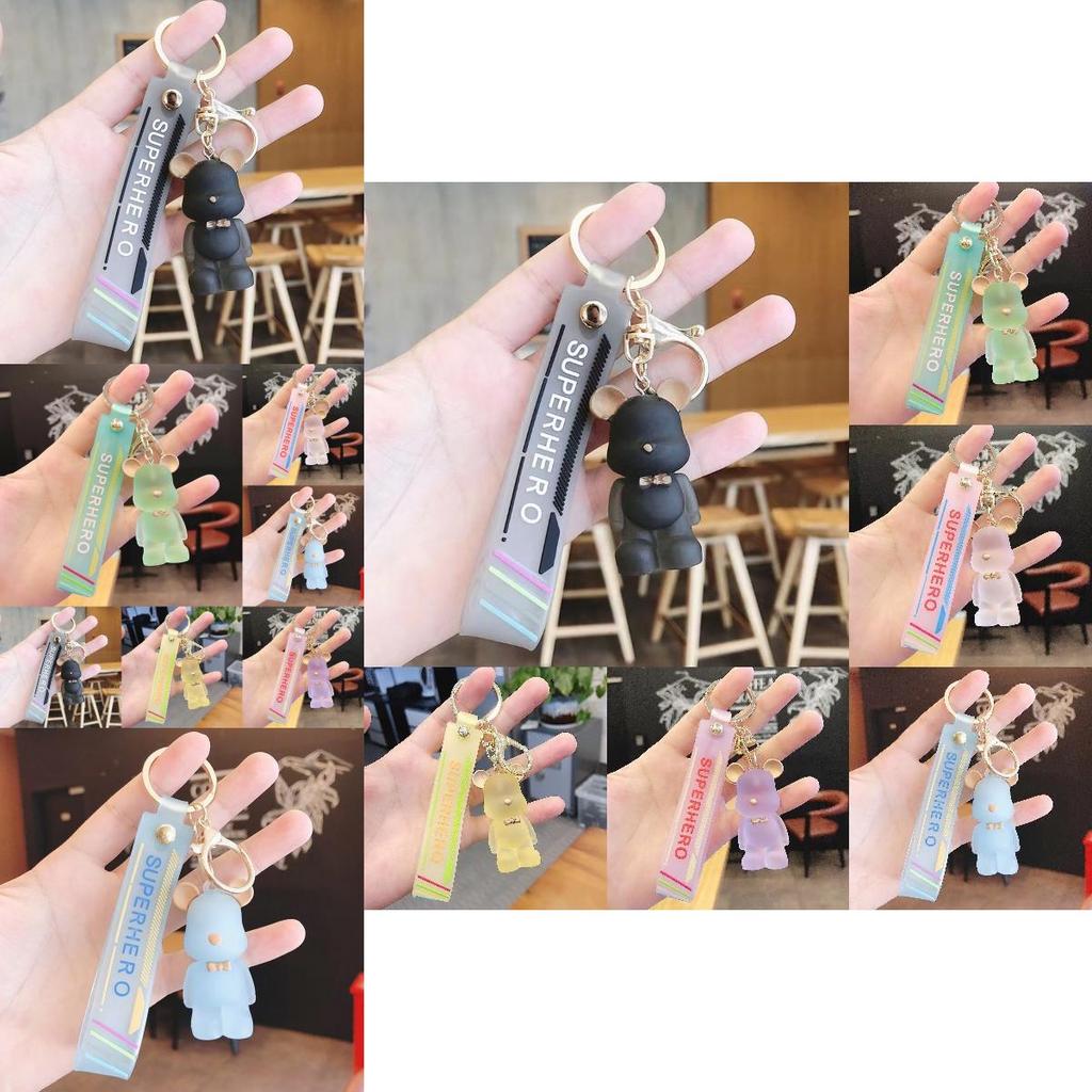Crystal Glass Bear Doll Keychain Acrylic Car Pendant Bag Accessory