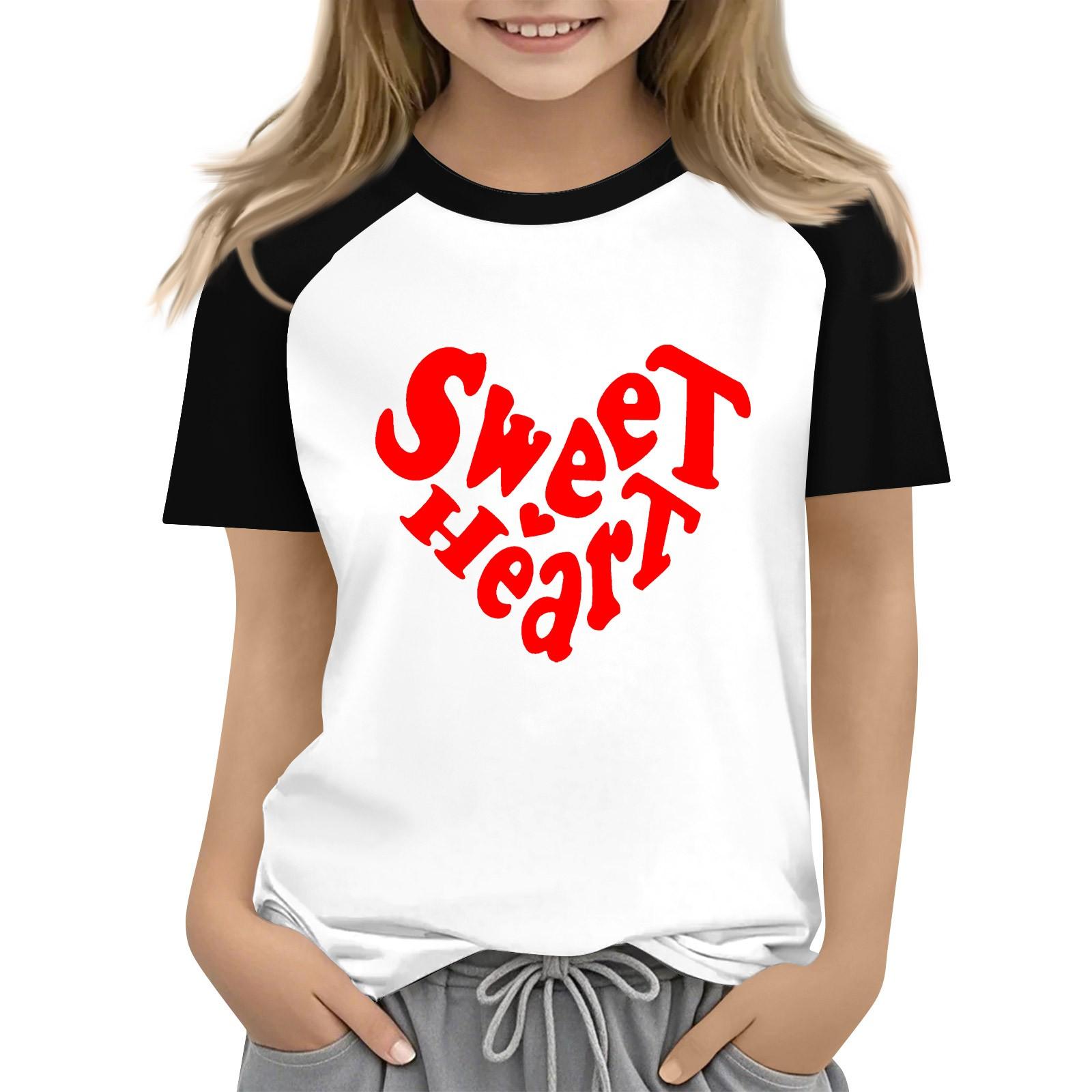 

Топи для дівчаток 4-16 років, модні топи з круглим вирізом та короткими рукавами 140 чорний