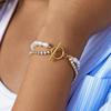 Yori Imitation Pearl Rice Bead Chain Double Layer OT Buckle Bracelet  for Women Waterproof Classic Luxury Jewelry