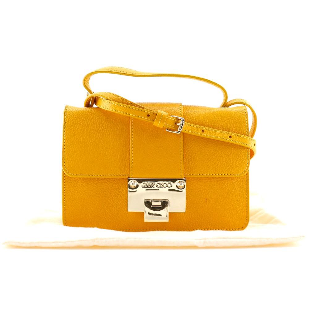 Jimmy Choo 2WAY Mini Shoulder Handbag Yellow Calfskin Women Used
