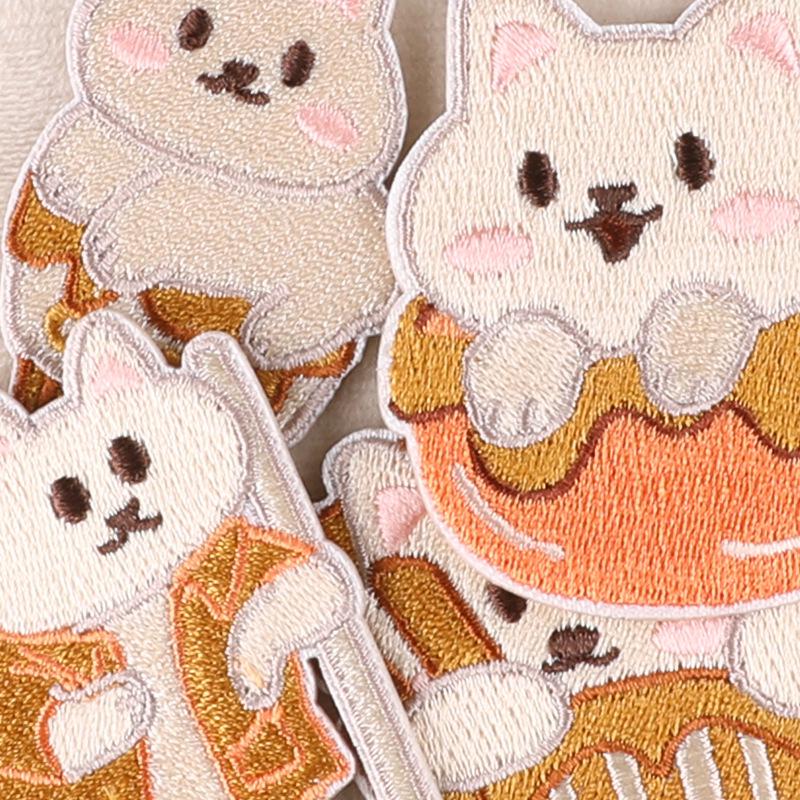 Cartoon Anime Cat Embroidery Self-Adhesive Patch - DIY Clothing Accessory