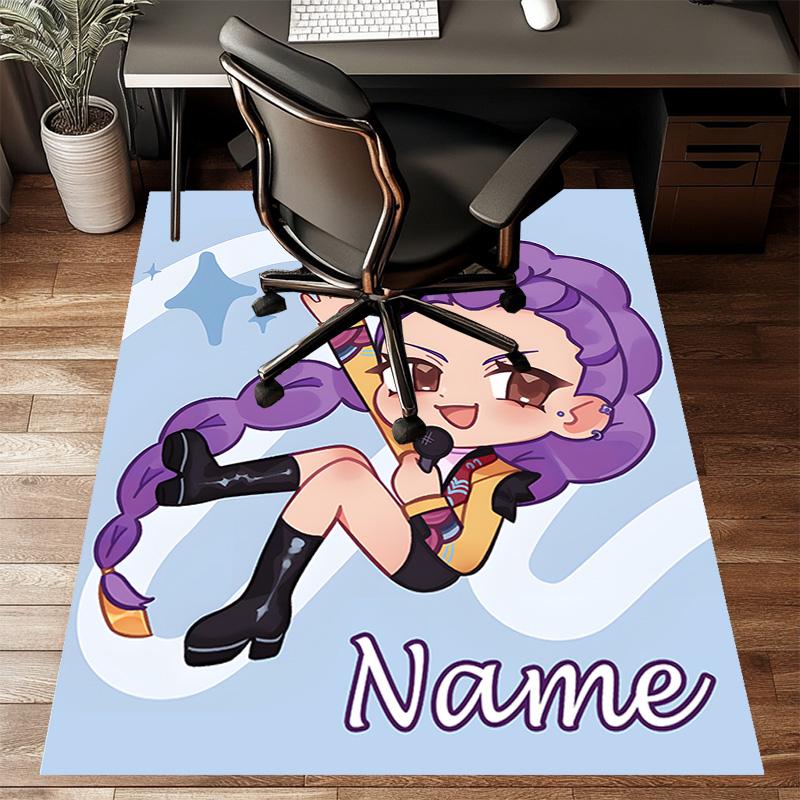 Custom KPop Demon Hunters Mat Personalized Name, Polyester Washable Indoor Entryway Rug, Gift for Christmas, Easter, Thanksgiving Day