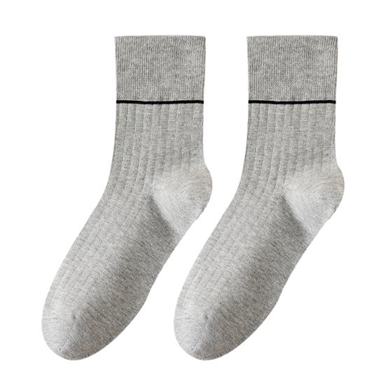 

Men Dress Socks Cotton Antibiosis Ribbed Crew Socks Breathable Anti-Odor Casual Socks светло-серый