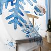 Christmas Blue Snowflakes Bedroom Transparent Sheer Curtains Holiday Decoration Window Voile Tulle Curtain
