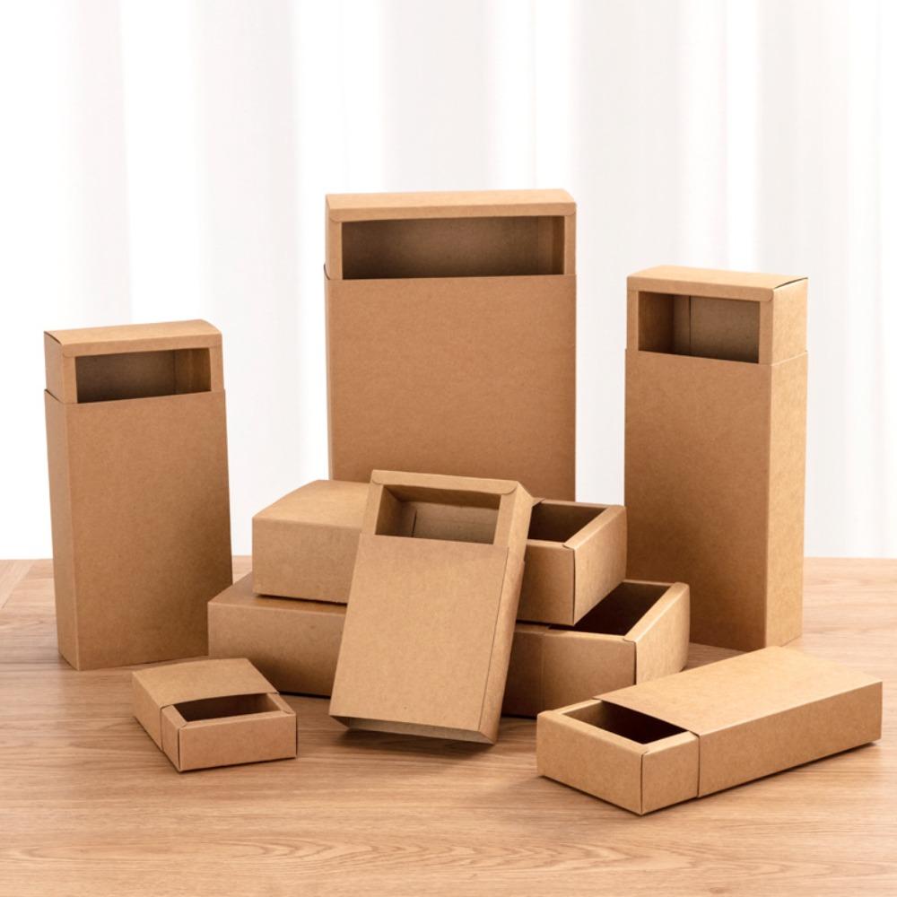 Kraft Paper Kraft Paper Drawer Box Drawer Style Mini Cardboard Present Boxes Recyclable Eco-Friendly Present Packaging Box