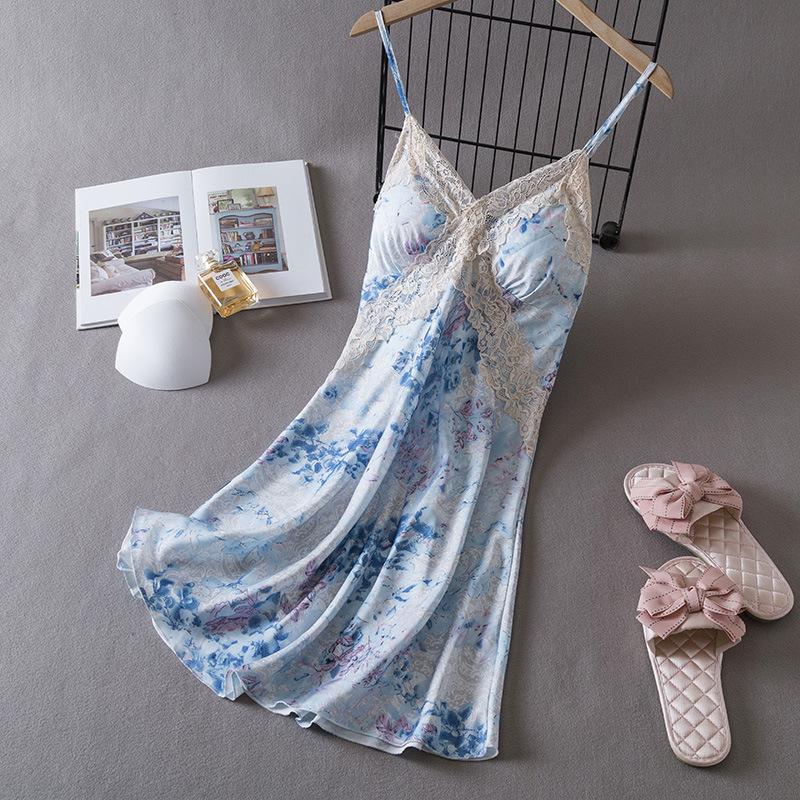 New sexy pajamas women's summer ice silk nightdress suspender shorts loungewear two-piece suit thin Internet celebrity live broadcast