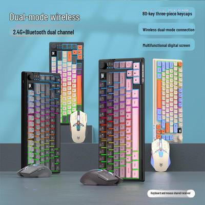 Silver Fox K920 Dual-Mode Kabelloses Mechanisches Tastatur- und Maus-Set mit Display und Drehknopf - Erhältlich in drei Farben.