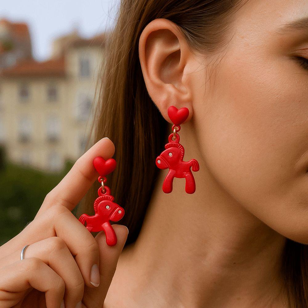 Fashion Jewelry Chinese Style Pony Earrings Heart Star Horse Drop Earrings Gift