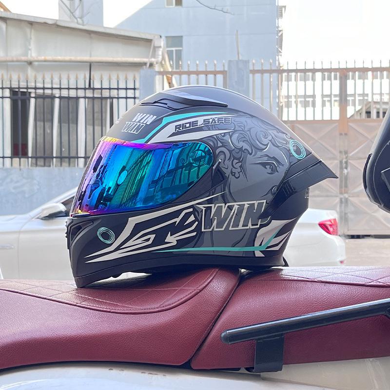 Motorcycle big tail helmet full helmet can be installed Bluetooth headset men's four seasons electric vehicle locomotive riding safety