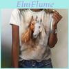 Womens Vintage Summer Tshirt Horse 3d Print Tshirt Women Fashion Tshirt Crew Neck Short Sleeve T Shirt Kids Tops Tees Animal