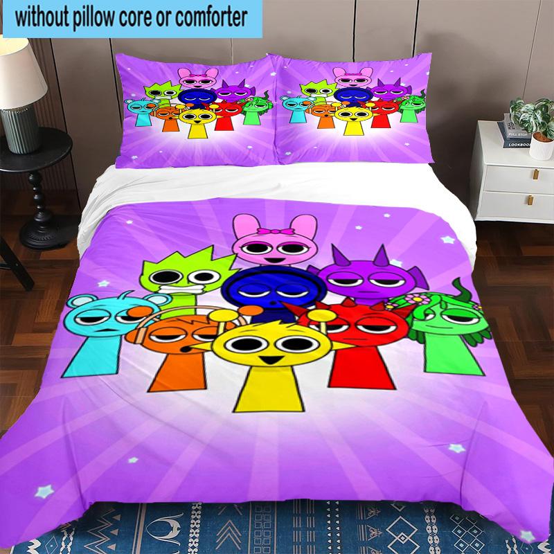 3PCS Colorful Sprun-ki Robot Party 3pcs Bedding,Including 3PCS Duvet Cover And 2pcs Pillowcases Perfect for Christmas,Ideal for Bedroom, Dormitory