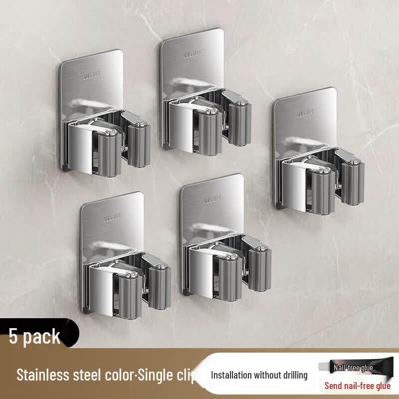 LIEI Stainless Steel Suction Cup Mop Holder & Hook