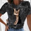 Summer Women's Short Sleeved T-shirt Cute Cat 3D Printed Fashionable Loose Casual Round Neck T-Shirts Women’s