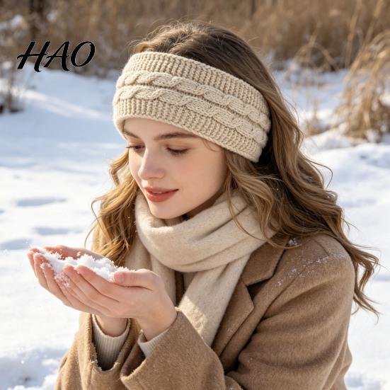 Warm Ear Protection for Winter Headbands Women, Thickened Knitted Warmers, Cold Warmer Headband Weather Fleece Lined Hairband Outdoor Running