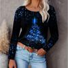 Women's Autumn 3D Printed Crew Neck Long Sleeve T-Shirt Comfortable and Breathable Versatile Trend