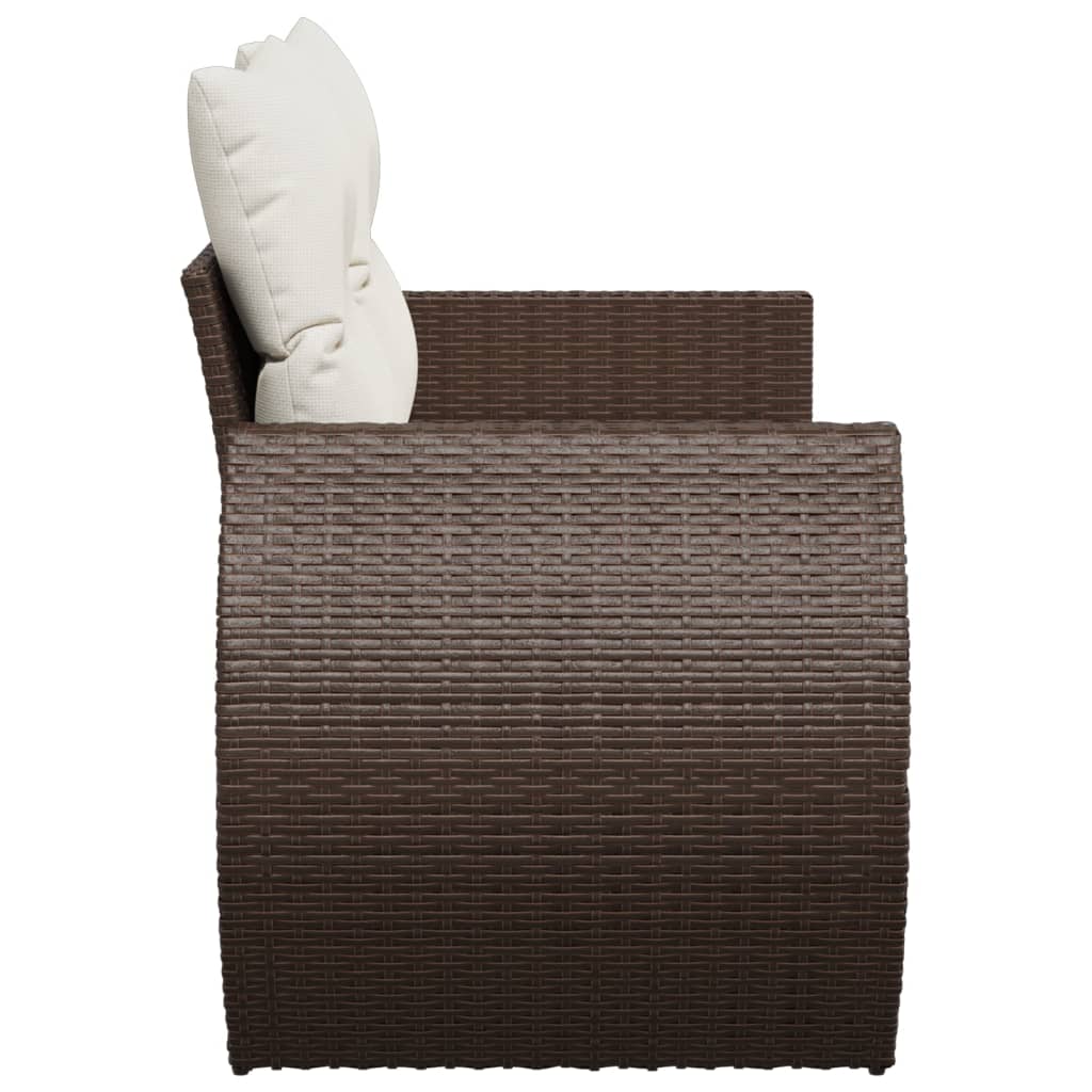 Vidaxl Garden Sofa With Cushions, 2-Seater, Brown, Poly Rattan
