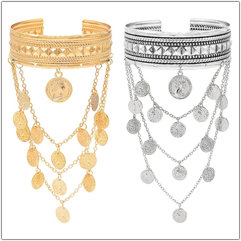 Stylish Ethnic Dance Cuff Armband & Long Dangle Earrings Set