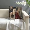 1pc Medieval Lady and White Horse Tapestry Design Polyester Pillow Cover, Decorative Pillowcase, 45.